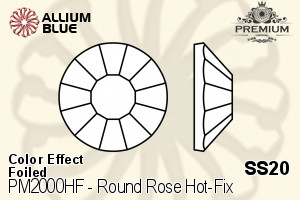 PREMIUM CRYSTAL Round Rose Hot-Fix Flat Back SS20 Jet AB F