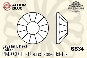 PREMIUM Round Rose Hot-Fix Flat Back (PM2000HF) SS34 - Crystal Effect With Foiling - 关闭视窗 >> 可点击图片