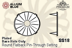 PREMIUM Round フラットバック Pin-Through 石座, (PM2001/S), ピン スルー, SS18 (4.4mm), メッキあり 真鍮 - ウインドウを閉じる