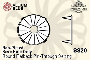 PREMIUM Round Flatback Pin-Through Setting (PM2001/S), Pin Through, SS20 (4.8mm), Unplated Brass