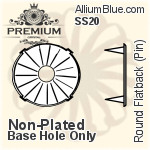 PREMIUM Round Flatback Pin-Through Setting (PM2001/S), Pin Through, SS16 (4mm), Unplated Brass