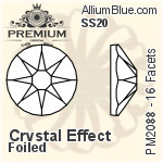 PREMIUM 16 Facets Round Flat Back (PM2088) SS30 - Clear Crystal With Foiling