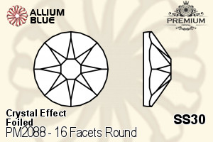 PREMIUM 16 Facets Round Flat Back (PM2088) SS30 - Crystal Effect With Foiling - 關閉視窗 >> 可點擊圖片
