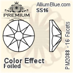 PREMIUM 16 Facets Round Flat Back (PM2088) SS10 - Crystal Effect With Foiling
