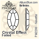 PREMIUM Navette Flat Back (PM2200) 8x4mm - Clear Crystal With Foiling