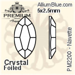 PREMIUM Navette Flat Back (PM2200) 6x3mm - Clear Crystal With Foiling