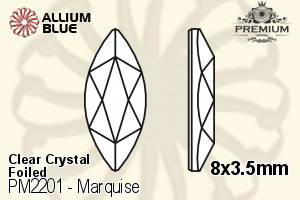 PREMIUM Marquise Flat Back (PM2201) 8x3.5mm - Clear Crystal With Foiling - Haga Click en la Imagen para Cerrar