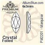 PREMIUM Marquise Flat Back (PM2201) 8x3.5mm - Clear Crystal With Foiling