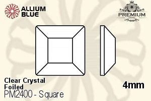 PREMIUM Square Flat Back (PM2400) 4mm - Clear Crystal With Foiling - Haga Click en la Imagen para Cerrar