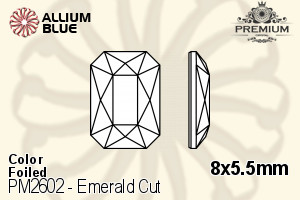 PREMIUM Emerald Cut Flat Back (PM2602) 8x5.5mm - Color With Foiling - Haga Click en la Imagen para Cerrar