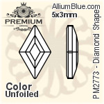 プレミアム Diamond Shape Flat Back (PM2773) 5x3mm - カラー 裏面フォイル