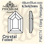 PREMIUM Elongated Pentagon Flat Back (PM2774) 6.3x4.2mm - Crystal Effect With Foiling
