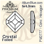 プレミアム Concise Hexagon Flat Back (PM2777) 5x4.2mm - クリスタル 裏面フォイル