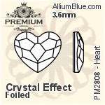 PREMIUM Heart Flat Back (PM2808) 10mm - Clear Crystal With Foiling