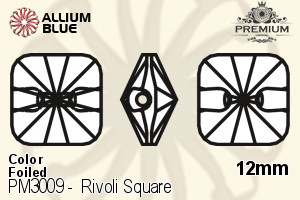 PREMIUM Rivoli Square Sew-on Stone (PM3009) 12mm - Color With Foiling - Click Image to Close