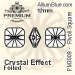 PREMIUM Rivoli Square Sew-on Stone (PM3009) 12mm - Crystal Effect With Foiling