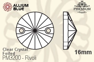 PREMIUM Rivoli Sew-on Stone (PM3200) 16mm - Clear Crystal With Foiling - Haga Click en la Imagen para Cerrar