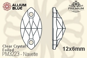 PREMIUM Navette Sew-on Stone (PM3223) 12x6mm - Clear Crystal With Foiling - Click Image to Close