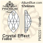PREMIUM Navette Sew-on Stone (PM3223) 32x15mm - Clear Crystal With Foiling