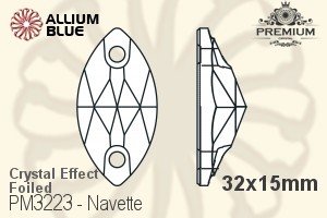 PREMIUM Navette Sew-on Stone (PM3223) 32x15mm - Crystal Effect With Foiling - Click Image to Close