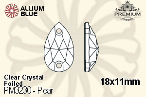 プレミアム Pear ソーオンストーン (PM3230) 18x11mm - クリスタル 裏面フォイル - ウインドウを閉じる