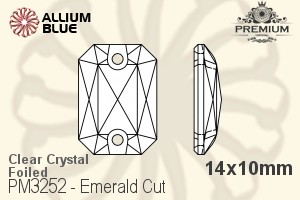 PREMIUM Emerald Cut Sew-on Stone (PM3252) 14x10mm - Clear Crystal With Foiling - Haga Click en la Imagen para Cerrar