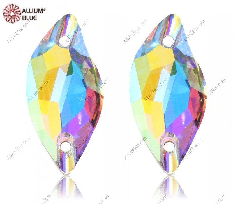 PREMIUM CRYSTAL Leaf Sew-on Stone 20x10mm Crystal Aurore Boreale F