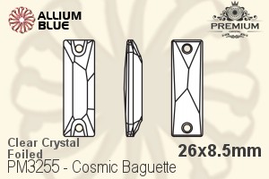 プレミアム Cosmic Baguette ソーオンストーン (PM3255) 26x8.5mm - クリスタル 裏面フォイル - ウインドウを閉じる