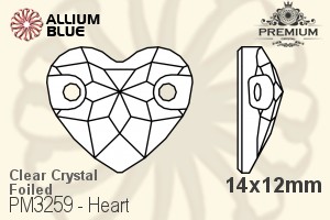 PREMIUM Heart Sew-on Stone (PM3259) 14x12mm - Clear Crystal With Foiling - 关闭视窗 >> 可点击图片