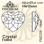 プレミアム Heart ソーオンストーン (PM3259) 16x14mm - クリスタル エフェクト 裏面フォイル