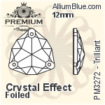 PREMIUM Trilliant Sew-on Stone (PM3272) 12mm - Clear Crystal With Foiling