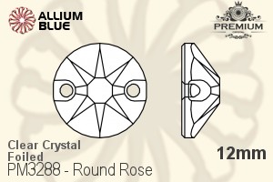 PREMIUM Round Rose Sew-on Stone (PM3288) 12mm - Clear Crystal With Foiling - Click Image to Close