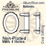 PREMIUM Oval 石座, (PM4130/S), 縫い穴付き, 10x8mm, メッキなし 真鍮