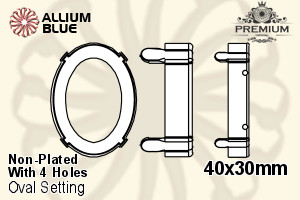 PREMIUM Oval Setting (PM4130/S), With Sew-on Holes, 40x30mm, Unplated Brass