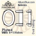 PREMIUM Oval 石座, (PM4130/S), 縫い穴付き, 6x4mm, メッキなし 真鍮