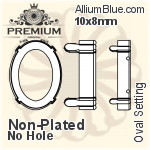 PREMIUM Oval 石座, (PM4130/S), 縫い穴付き, 10x8mm, メッキあり 真鍮