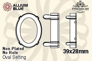 PREMIUM Oval Setting (PM4130/S), No Hole, 39x28mm, Unplated Brass