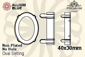 PREMIUM Oval 石座, (PM4130/S), 縫い穴なし, 40x30mm, メッキなし 真鍮 - ウインドウを閉じる