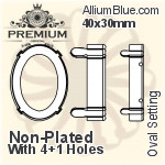 PREMIUM Oval 石座, (PM4130/S), 縫い穴付き, 40x30mm, メッキなし 真鍮