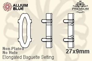 PREMIUM Elongated Baguette 石座, (PM4161/S), 縫い穴なし, 27x9mm, メッキなし 真鍮 - ウインドウを閉じる