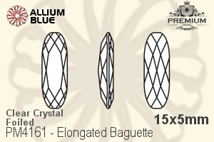 PREMIUM Elongated Baguette Fancy Stone (PM4161) 15x5mm - Clear Crystal With Foiling - 關閉視窗 >> 可點擊圖片