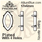 PREMIUM Navette Setting (PM4200/S), With Sew-on Holes, 15x4mm, Unplated Brass