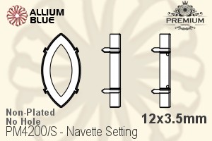 PREMIUM Navette Setting (PM4200/S), No Hole, 12x3.5mm, Unplated Brass - 关闭视窗 >> 可点击图片