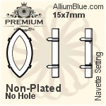 PREMIUM Navette 石座, (PM4200/S), 縫い穴なし, 12x3.5mm, メッキなし 真鍮