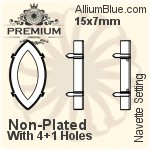 PREMIUM Navette Setting (PM4200/S), No Hole, 12x6mm, Unplated Brass