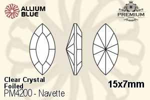 PREMIUM Navette Fancy Stone (PM4200) 15x7mm - Clear Crystal With Foiling - Haga Click en la Imagen para Cerrar