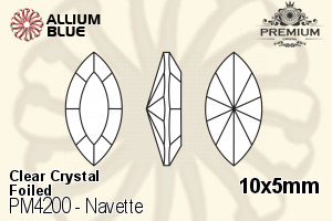 PREMIUM Navette Fancy Stone (PM4200) 10x5mm - Clear Crystal With Foiling - Click Image to Close
