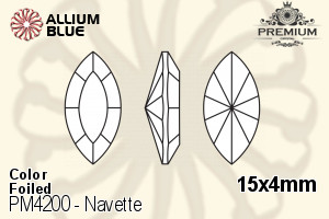 PREMIUM CRYSTAL Navette Fancy Stone 15x4mm Aqua F