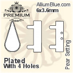 PREMIUM Pear Setting (PM4300/S), No Hole, 8x4.8mm, Unplated Brass
