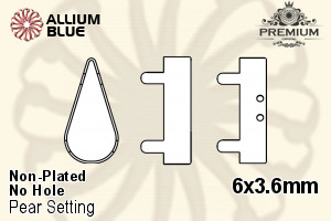 PREMIUM Pear 石座, (PM4300/S), 縫い穴なし, 6x3.6mm, メッキなし 真鍮 - ウインドウを閉じる